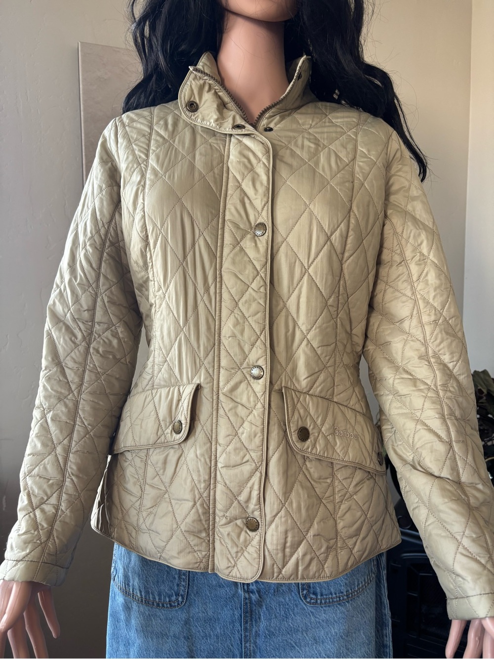 Barbour Quilted Jacket in Light Beige